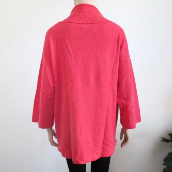 Coral Cashmere Sweater Cowl Neck w/ Buttons Women's 1X Plus Size - Picture 4 of 9